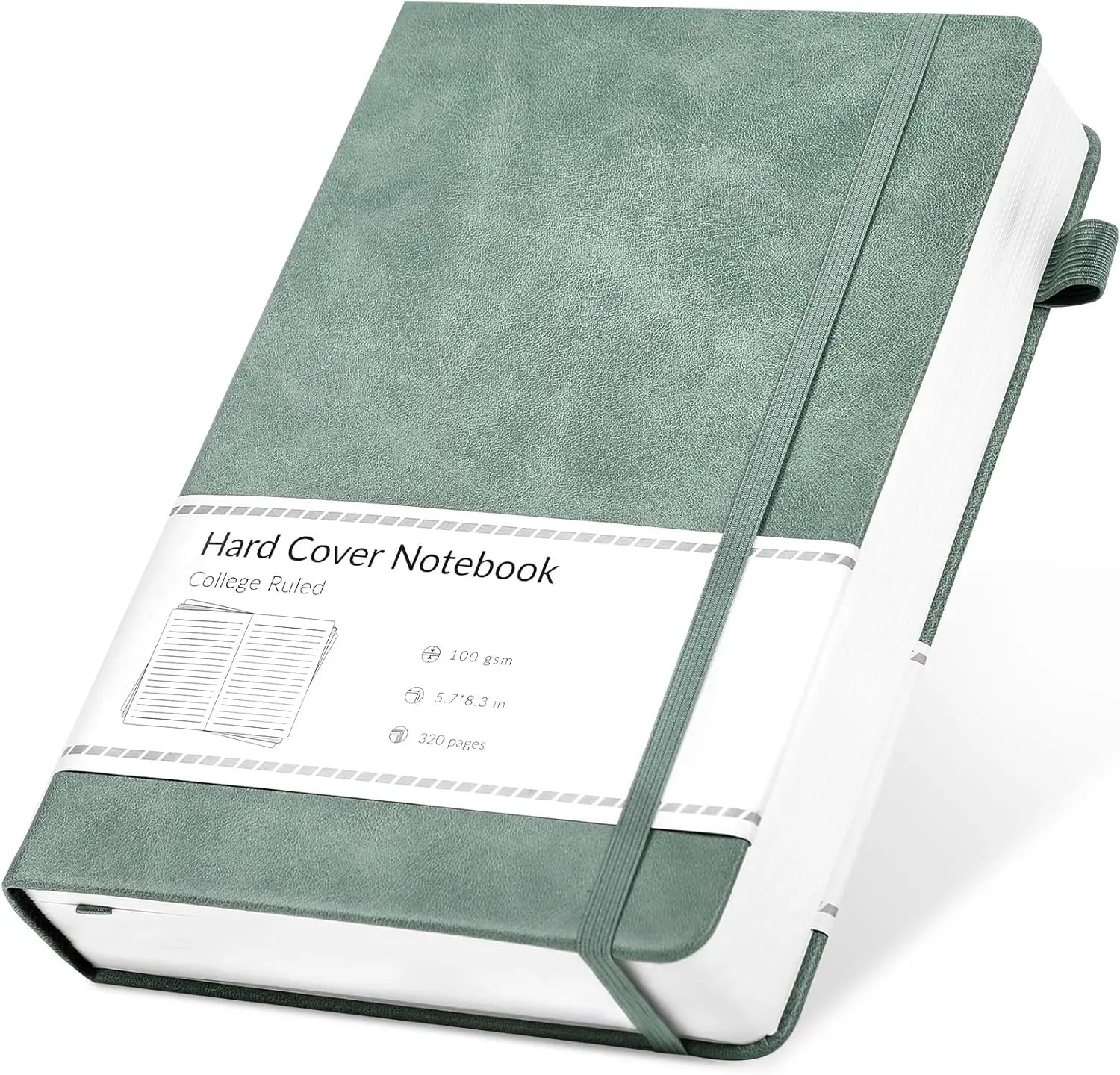 A5 Hardcover Leather Journal, 320 Pages Thick Paper for Writing, Work Note Taking Diary, Green