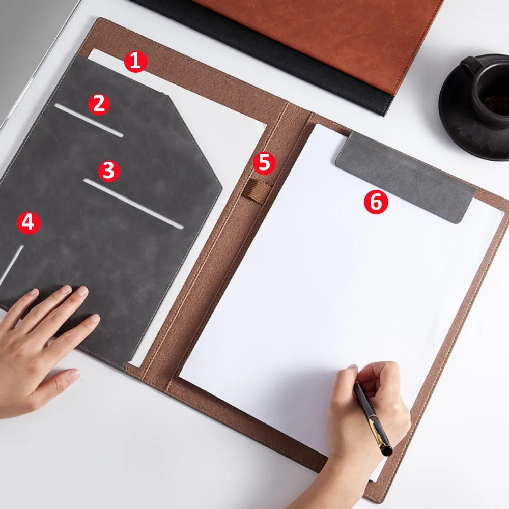 Leather Multifunctional A4 Conference Folder Business Stationery Folder Contract File Folders Organizer Card Holder A4 Folder