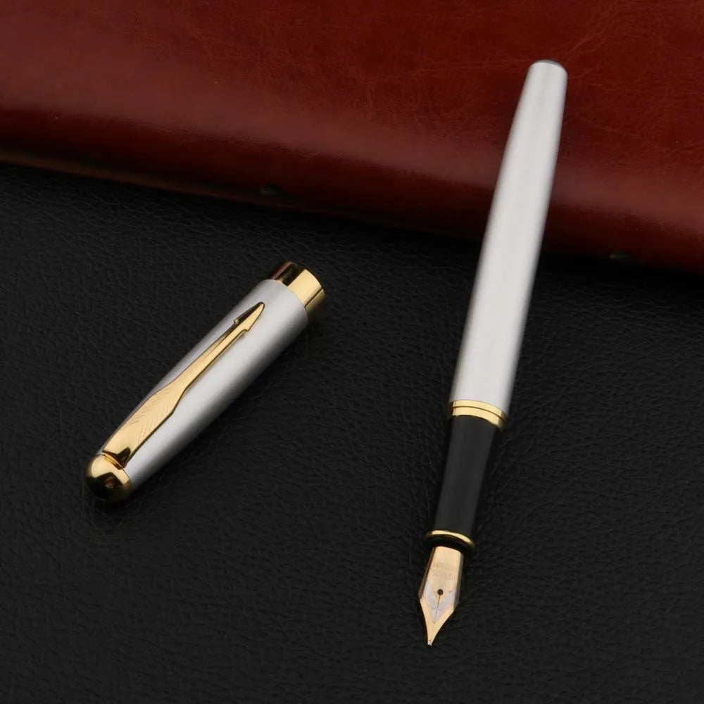 High Quality Metal 388 Fountain Pen Business Black Golden Student  Stationery Office School Supplies Gift Ink Pens