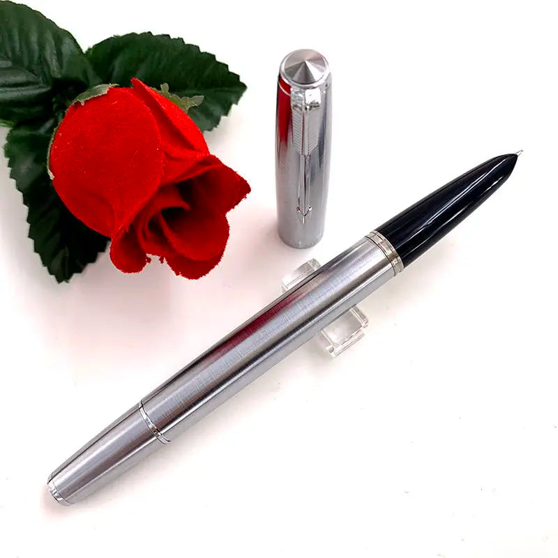 WingSung 601 Full Steel Vacuum Piston Fountain Pen With Hooded Nib Stationery Business Office Luxury Executive Writing Pens Gift