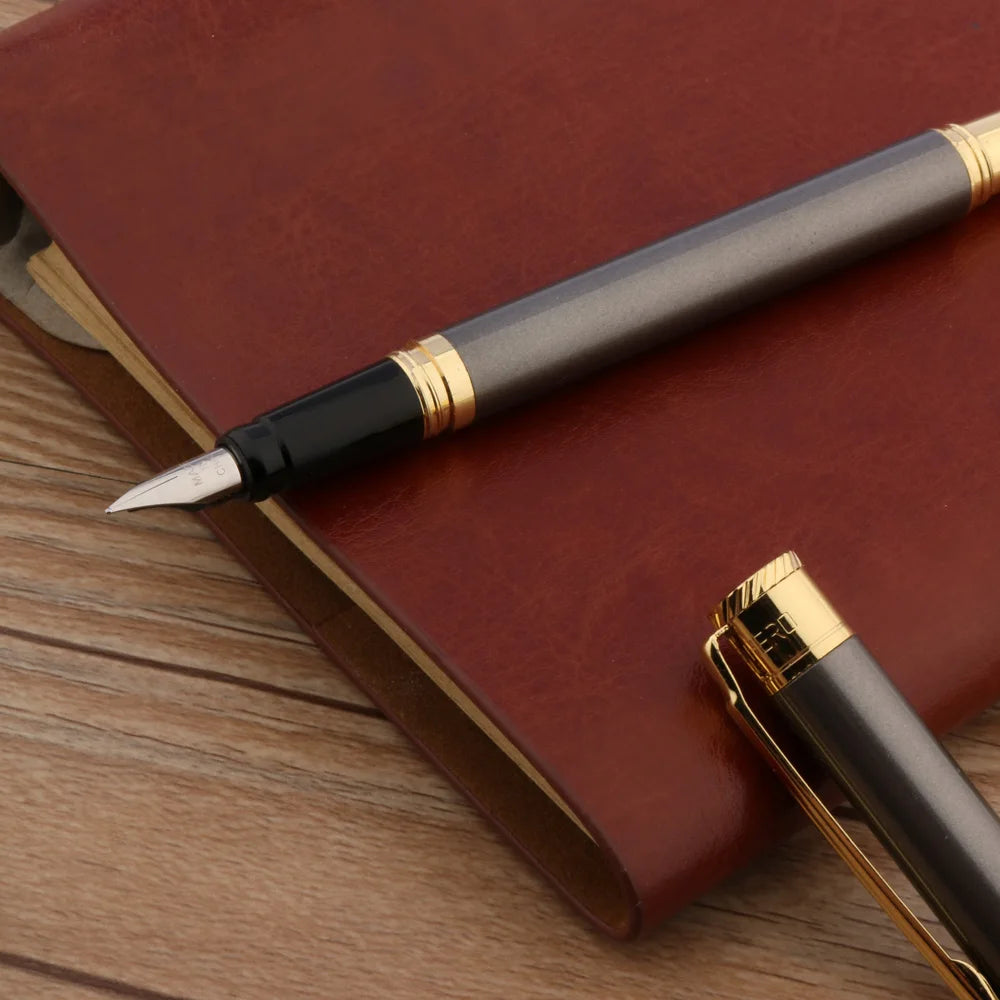 High Quality Metal 350 Fountain Pen Gun Gray Golden Spin Stationery Student Office School Supplies